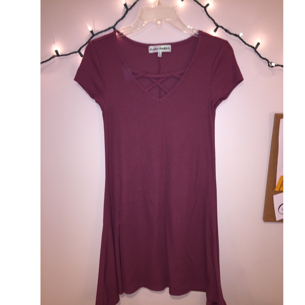 Ribbed Dress with Laced Tie Up Detail